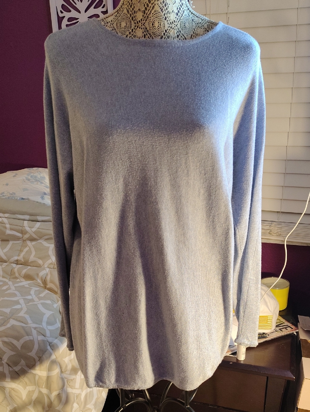 Michael Kors Soft Lightweight Light Blue Crewneck Sweater - Women's
